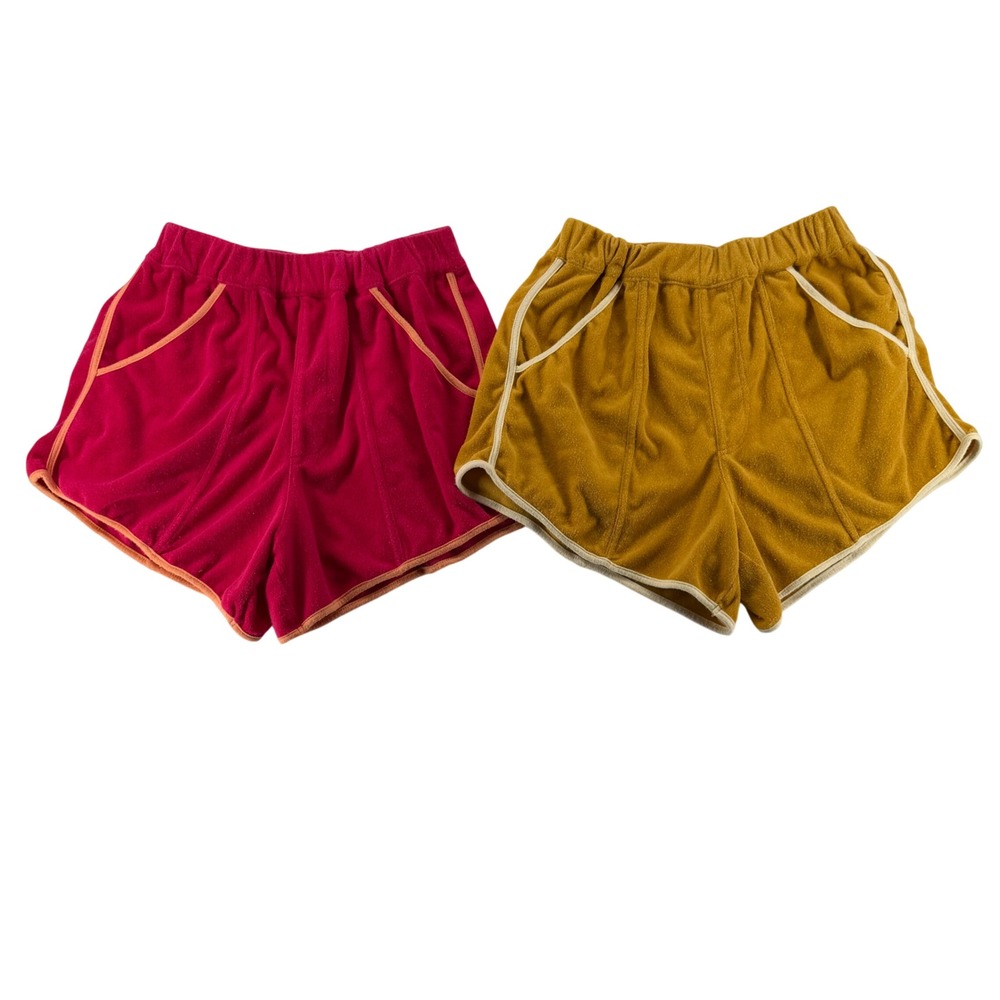 Free People French Terry Cloth Dolphin Shorts Women XS Pink Mustard Boho Coastal